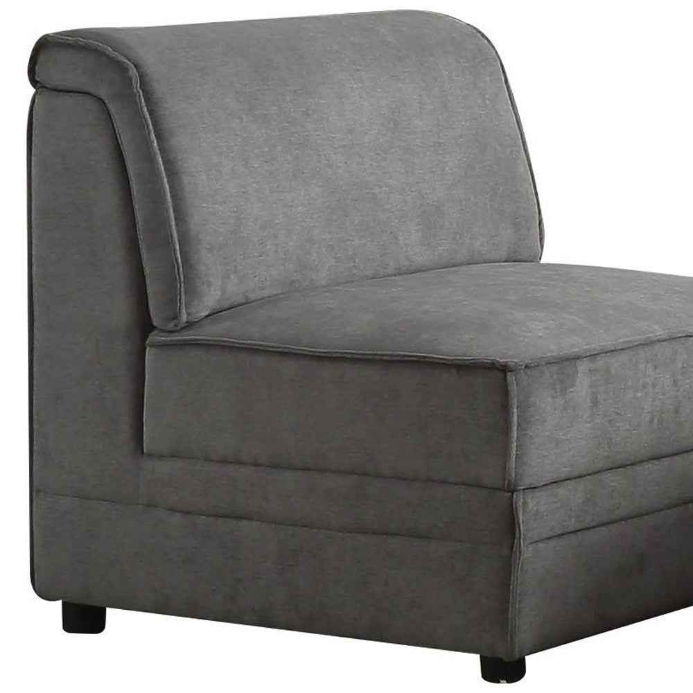30" Gray and Black Velvet Slipper Chair