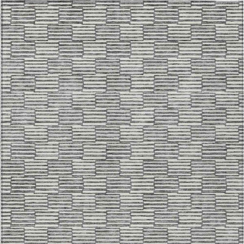 3' X 5' Gray And Ivory Geometric Washable Indoor Outdoor Area Rug
