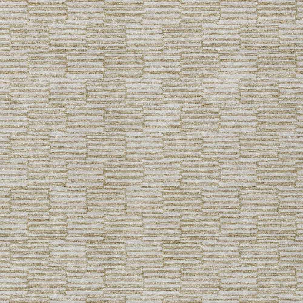 10' X 14' Beige And Ivory Geometric Washable Indoor Outdoor Area Rug