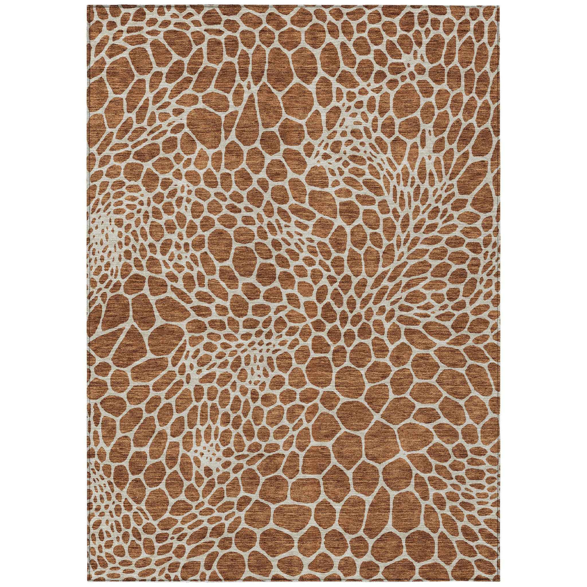 8' X 10' Brown And Beige Geometric Washable Indoor Outdoor Area Rug