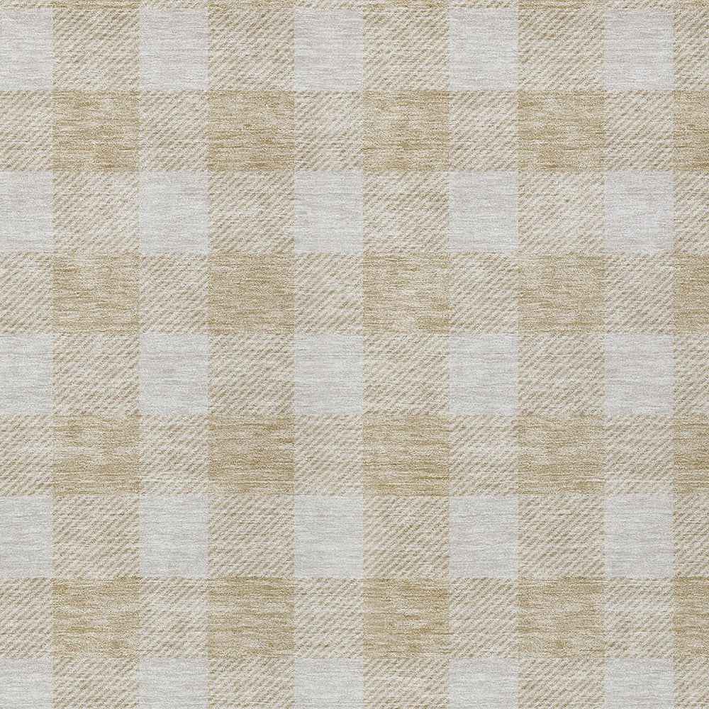 8' X 10' Beige And Gray Plaid Washable Indoor Outdoor Area Rug