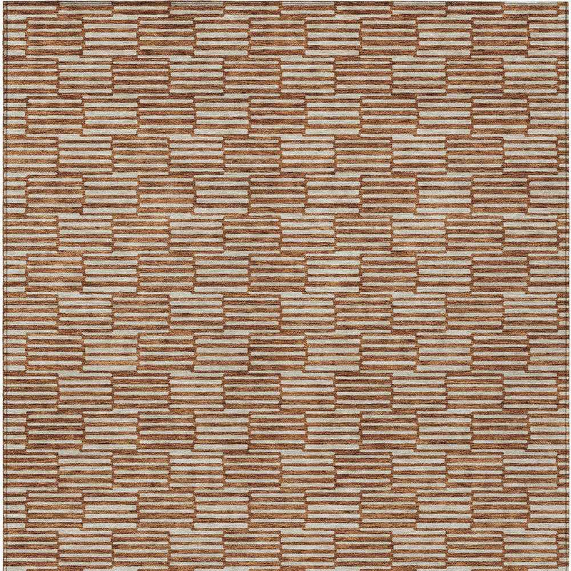 3' X 5' Copper And Beige Geometric Washable Indoor Outdoor Area Rug
