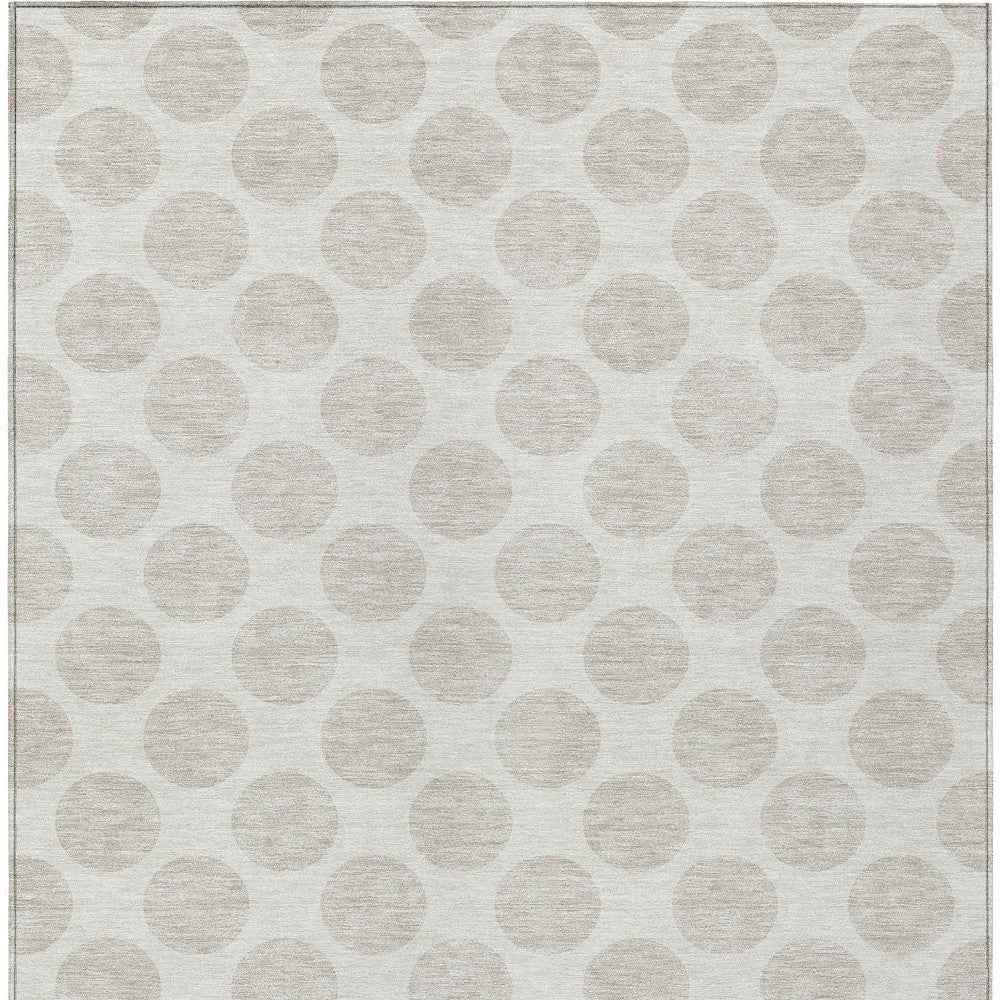 9' X 12' Ivory And Gray Polka Dot Washable Indoor Outdoor Area Rug