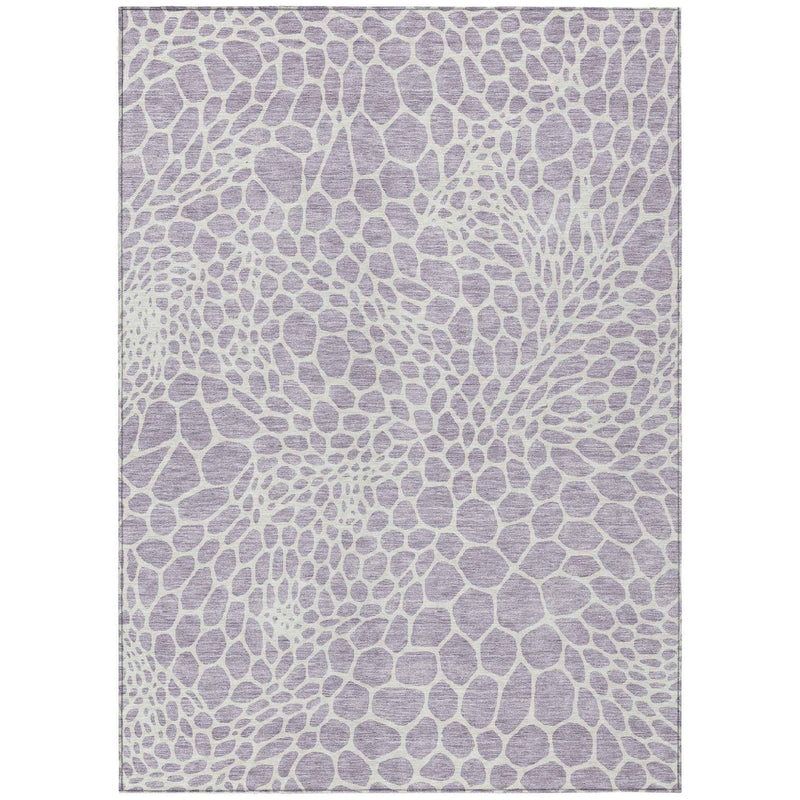 3' X 5' Lilac And Ivory Geometric Washable Indoor Outdoor Area Rug