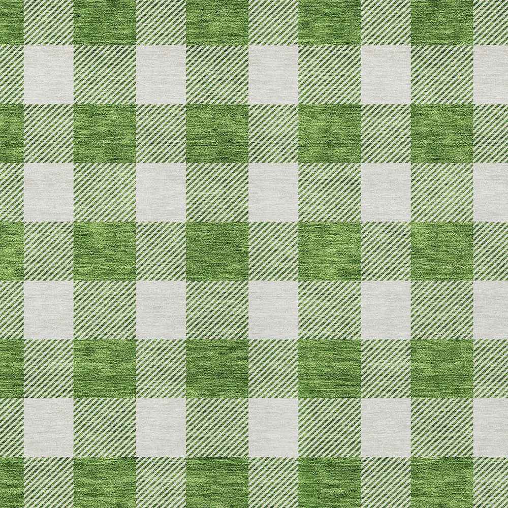 8' X 10' Green And Gray Plaid Washable Indoor Outdoor Area Rug