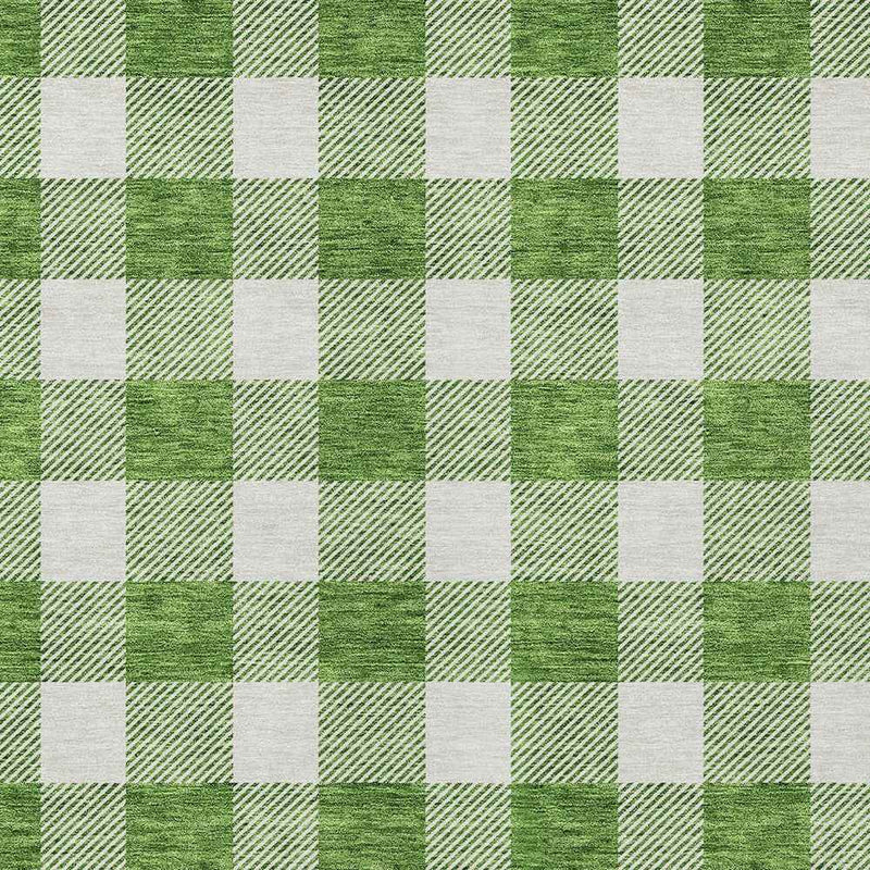 8' X 10' Green And Gray Plaid Washable Indoor Outdoor Area Rug