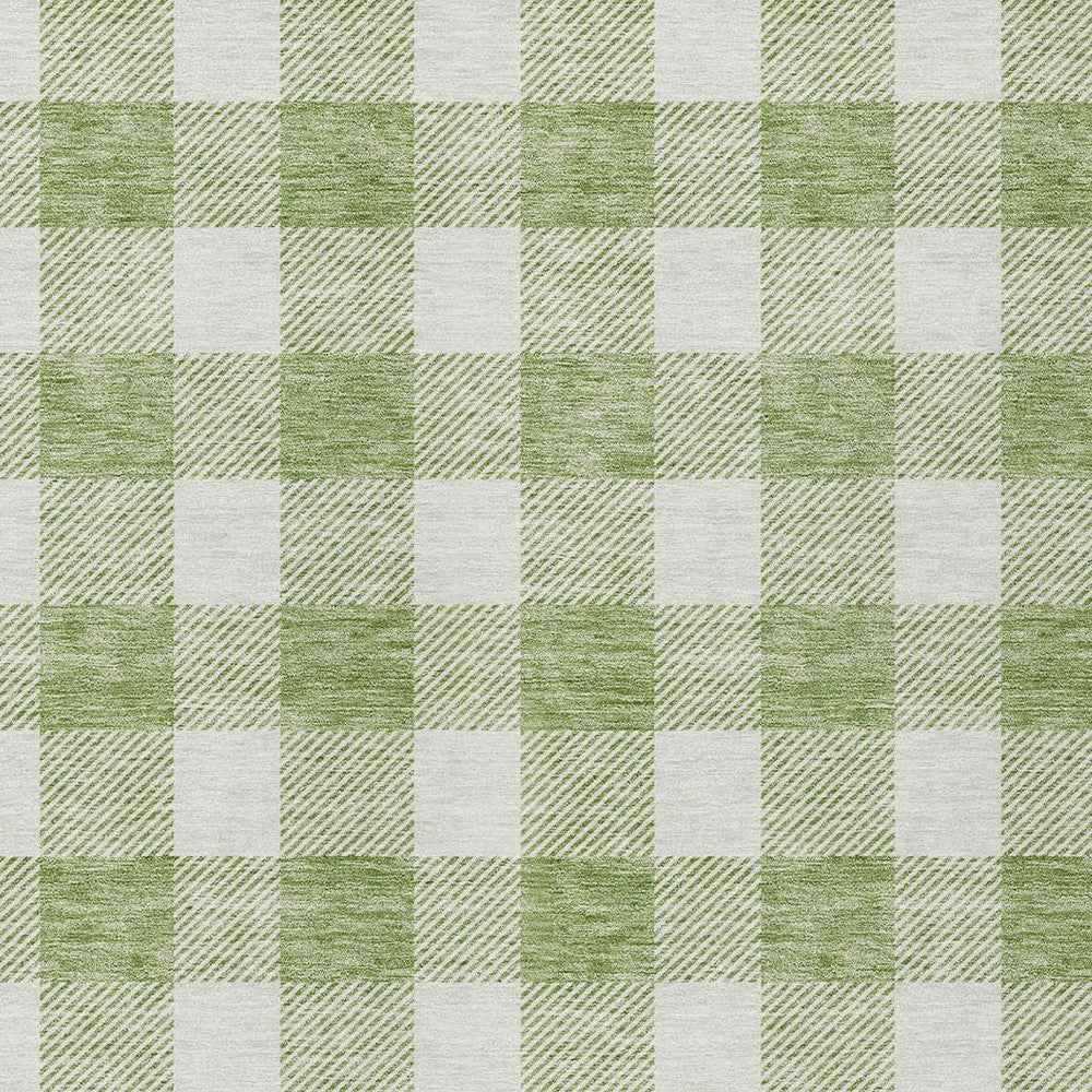3' X 5' Artichoke Green And Gray Plaid Washable Indoor Outdoor Area Rug