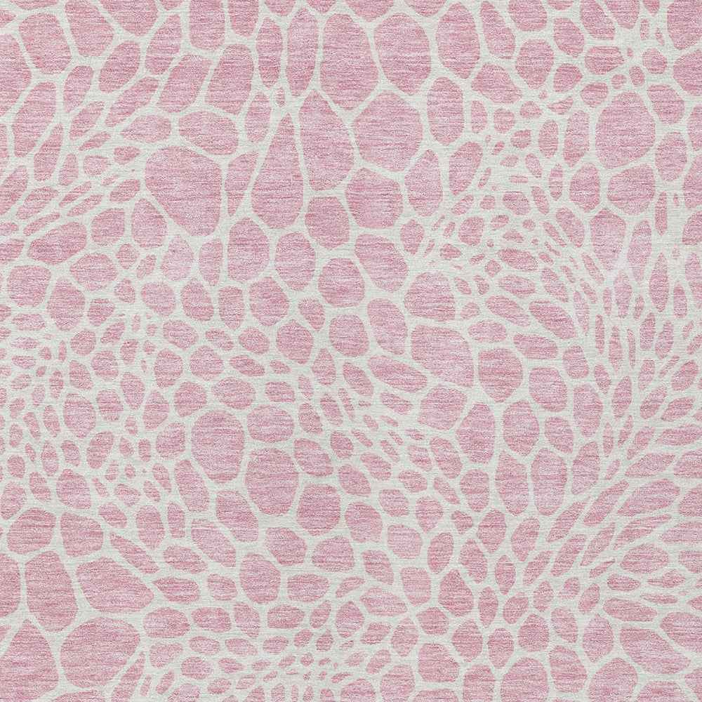 3' X 5' Pink And Ivory Geometric Washable Indoor Outdoor Area Rug