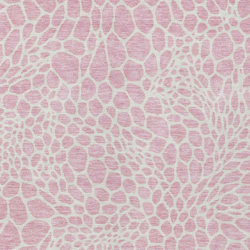 3' X 5' Pink And Ivory Geometric Washable Indoor Outdoor Area Rug