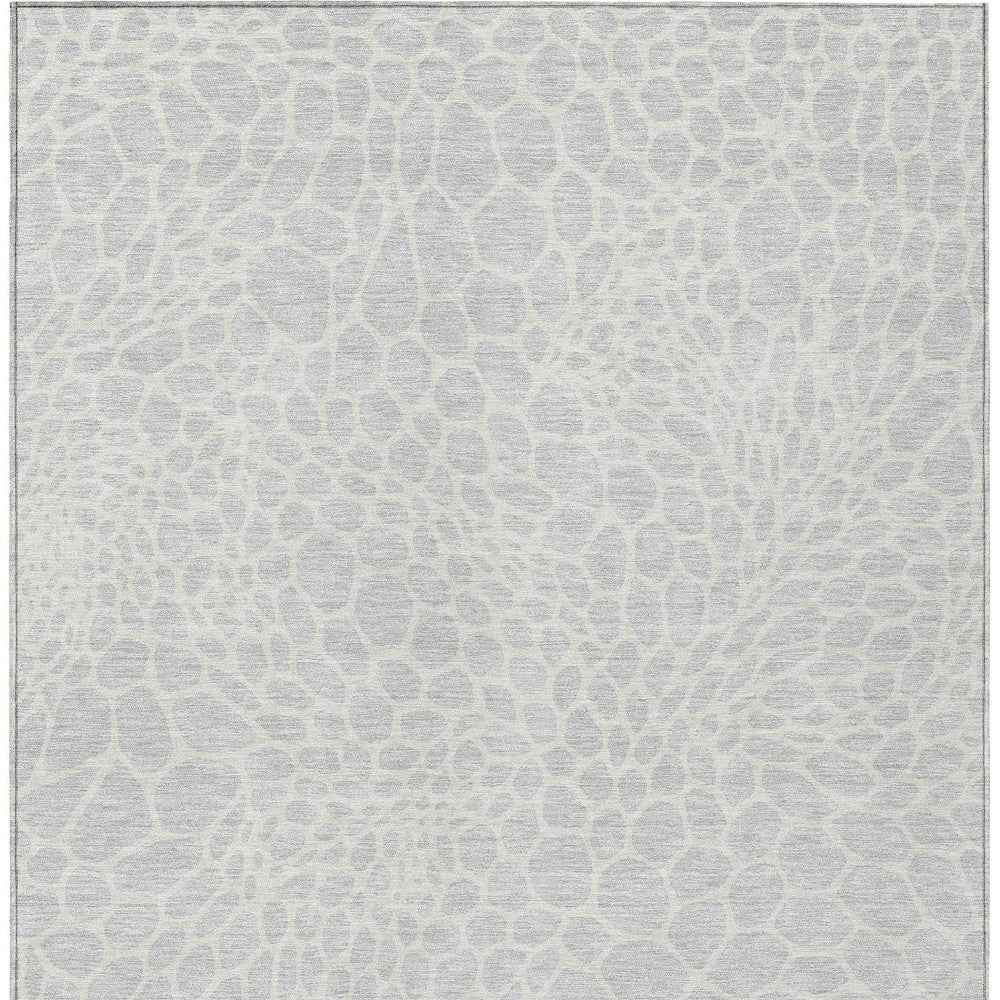 3' X 5' Silver And Gray Geometric Washable Indoor Outdoor Area Rug