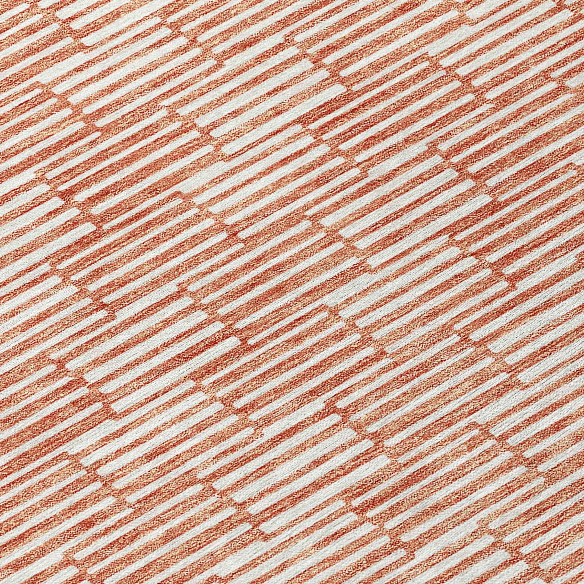 3' X 5' Salmon And Ivory Geometric Washable Indoor Outdoor Area Rug