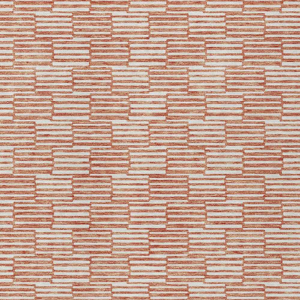 3' X 5' Salmon And Ivory Geometric Washable Indoor Outdoor Area Rug