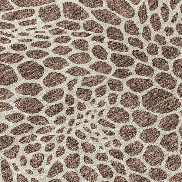 3' X 5' Brown And Beige Geometric Washable Indoor Outdoor Area Rug