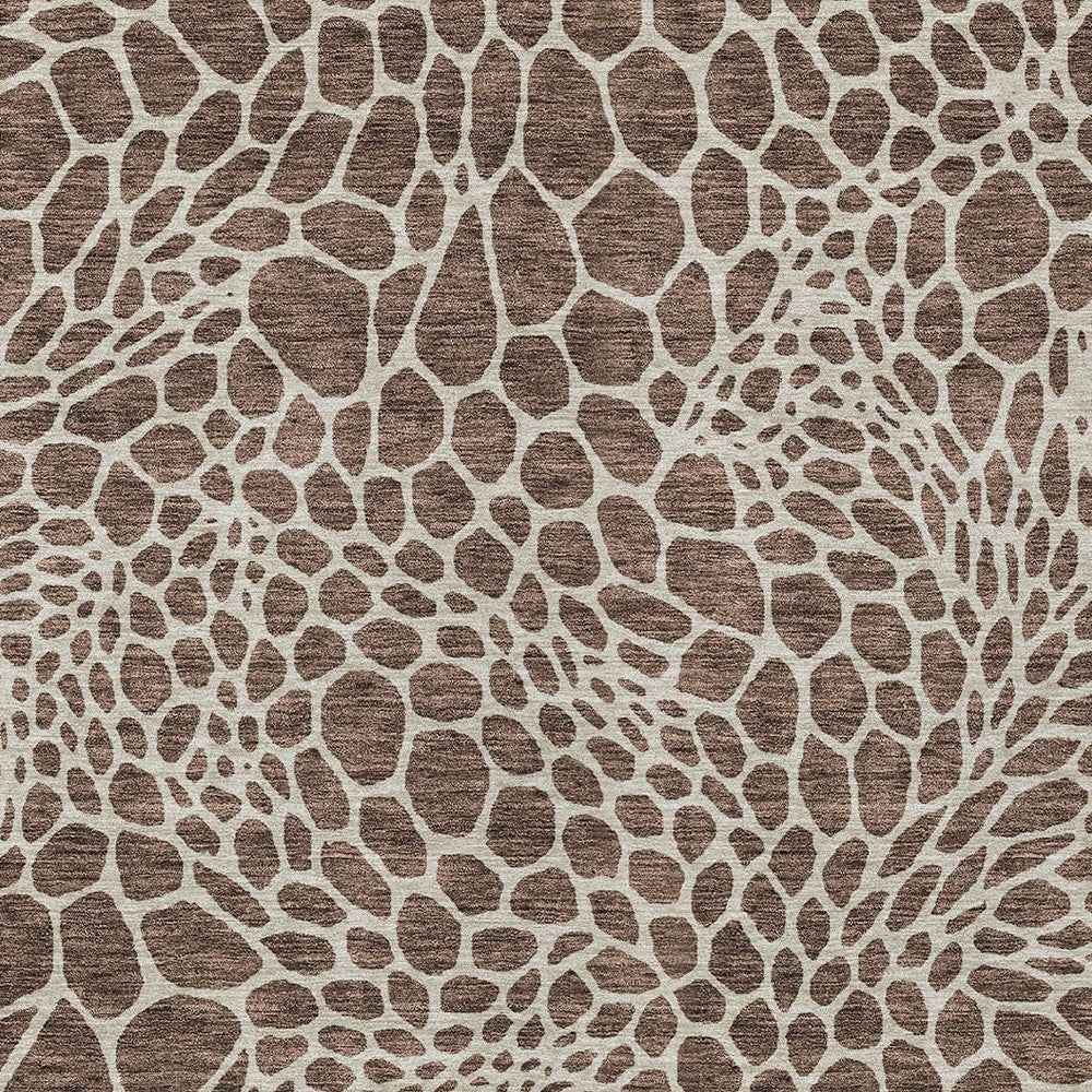 3' X 5' Brown And Beige Geometric Washable Indoor Outdoor Area Rug