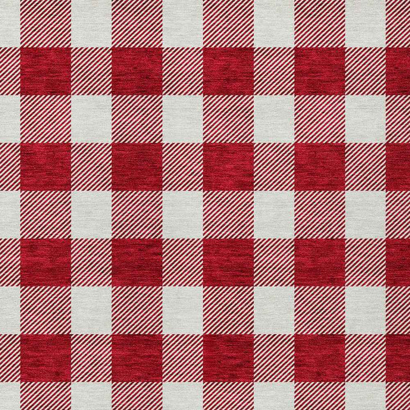 3' X 5' Red And Ivory Plaid Washable Indoor Outdoor Area Rug