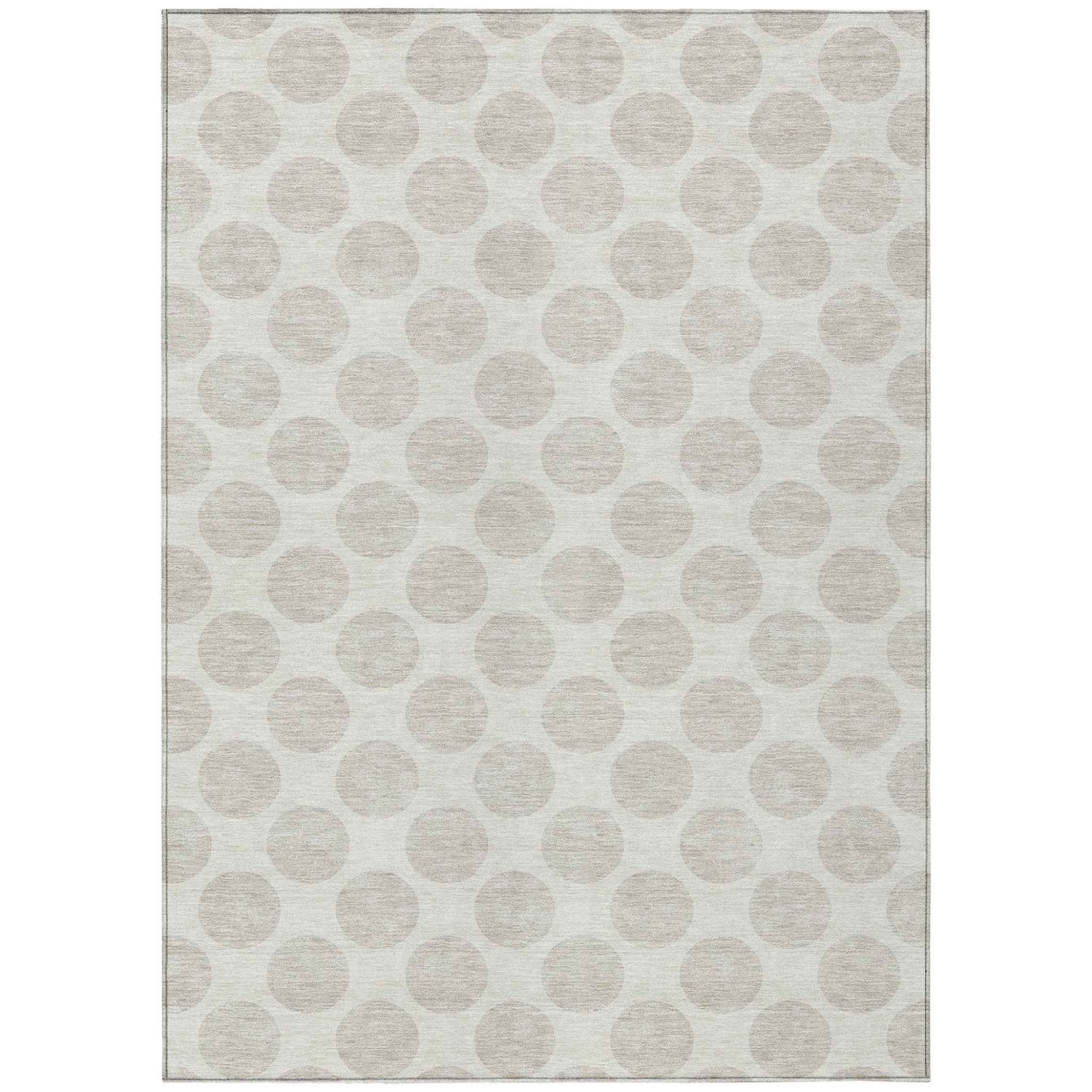 3' X 5' Ivory And Gray Polka Dot Washable Indoor Outdoor Area Rug