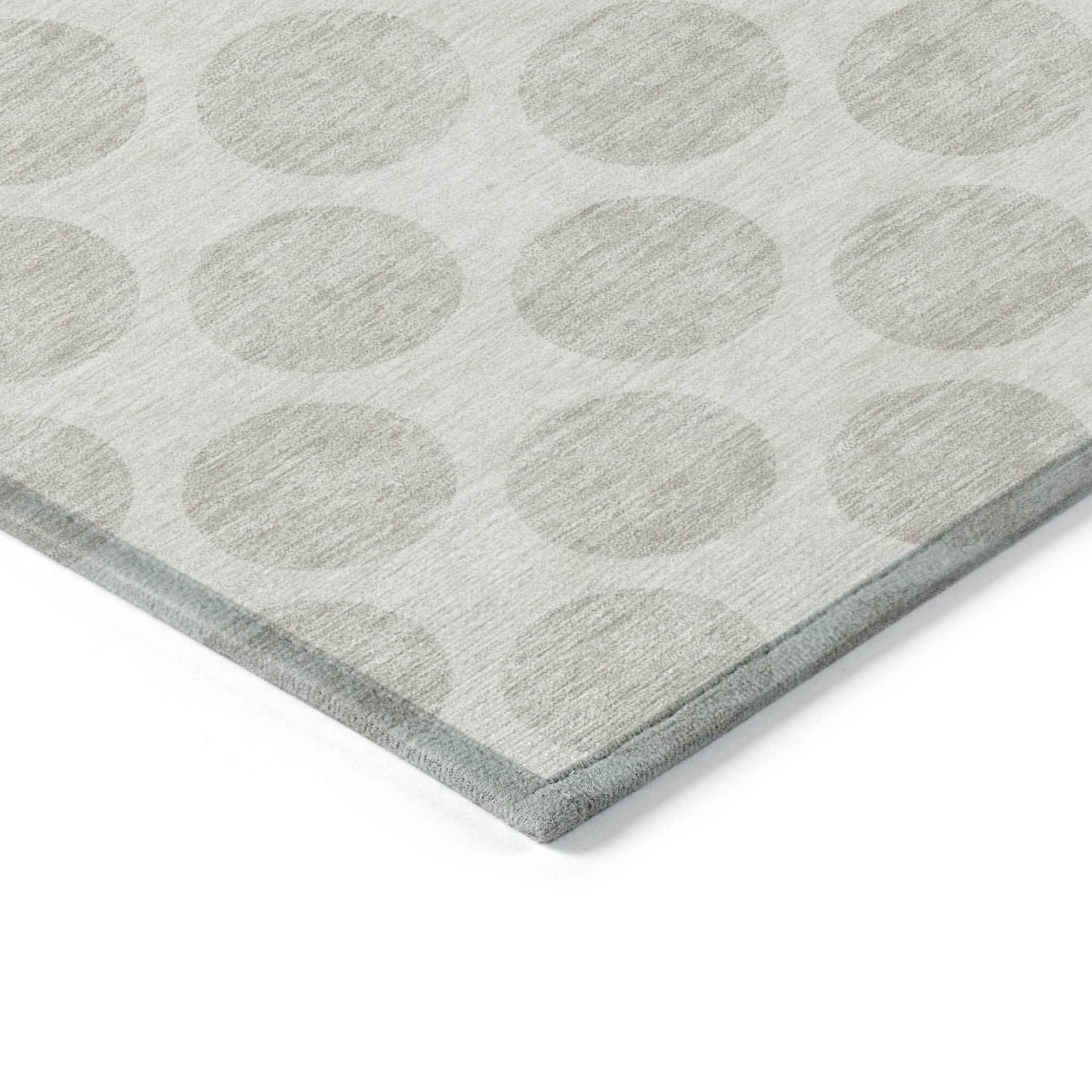 3' X 5' Ivory And Gray Polka Dot Washable Indoor Outdoor Area Rug