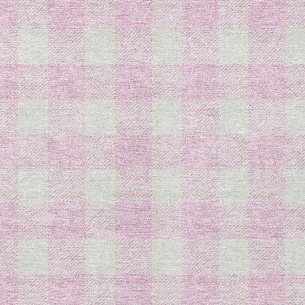 3' X 5' Pink And Gray Plaid Washable Indoor Outdoor Area Rug