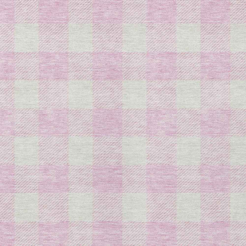 3' X 5' Pink And Gray Plaid Washable Indoor Outdoor Area Rug