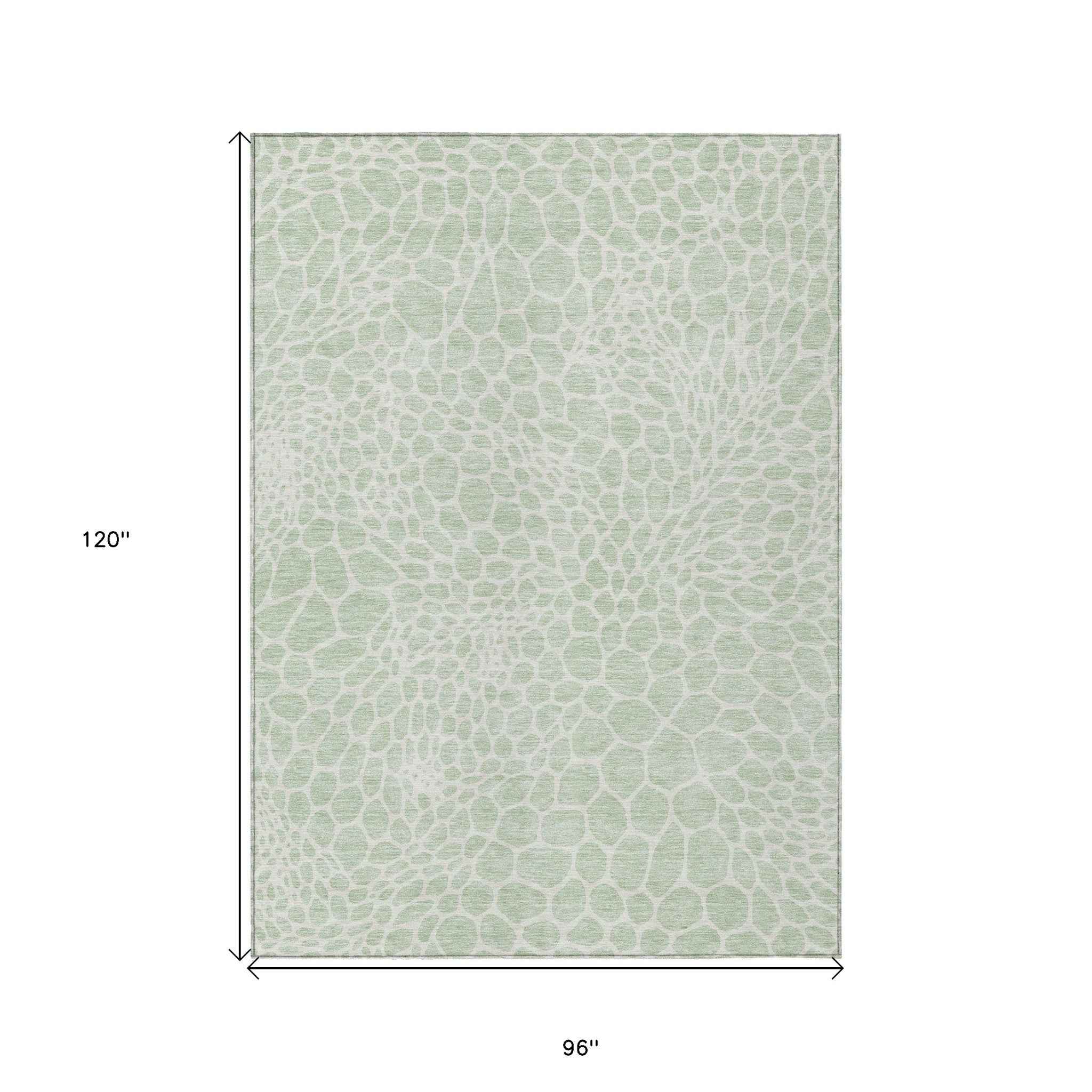 8' X 10' Mint Green And Ivory Geometric Washable Indoor Outdoor Area Rug