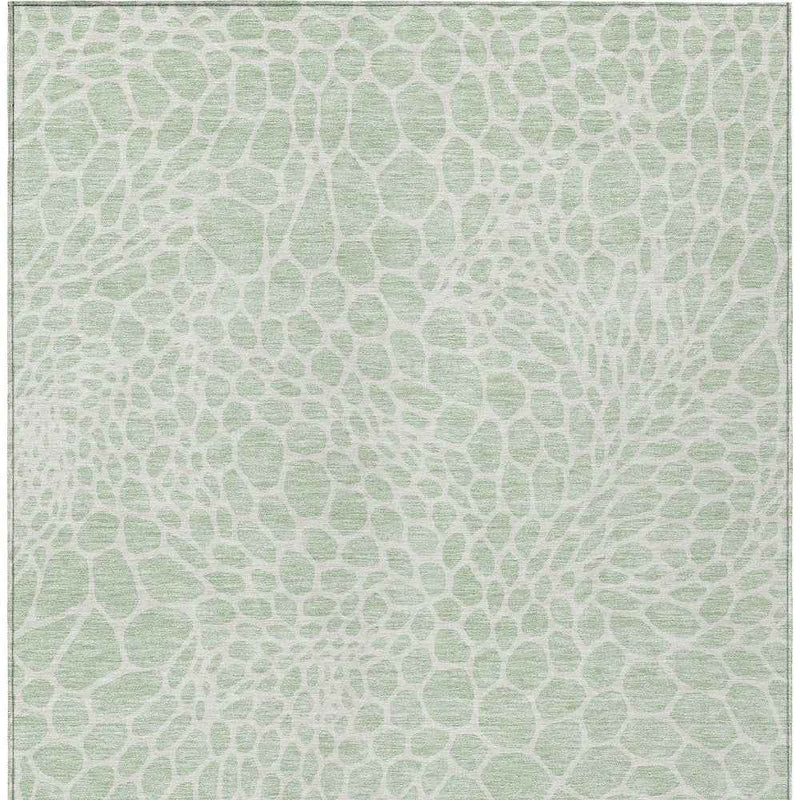 8' X 10' Mint Green And Ivory Geometric Washable Indoor Outdoor Area Rug