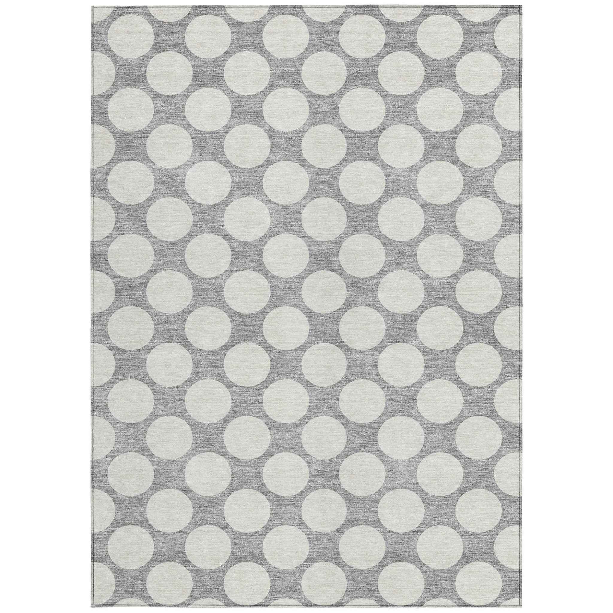 10' X 14' Gray And Silver Polka Dot Washable Indoor Outdoor Area Rug
