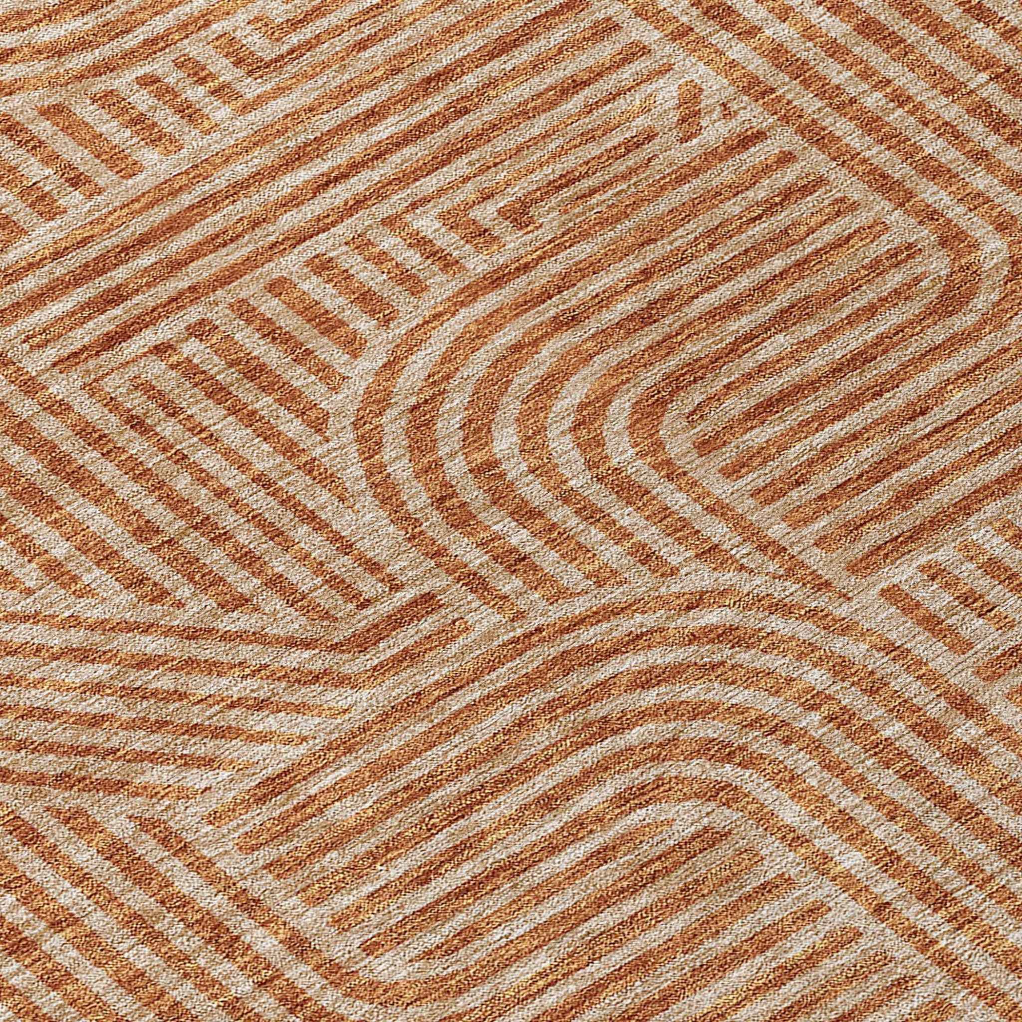 3' X 5' Terra Cotta And Brown Abstract Washable Indoor Outdoor Area Rug