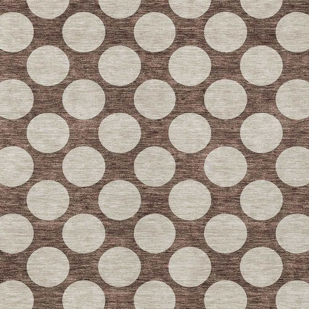 10' X 14' Brown And Beige Polka Dot Washable Indoor Outdoor Area Rug