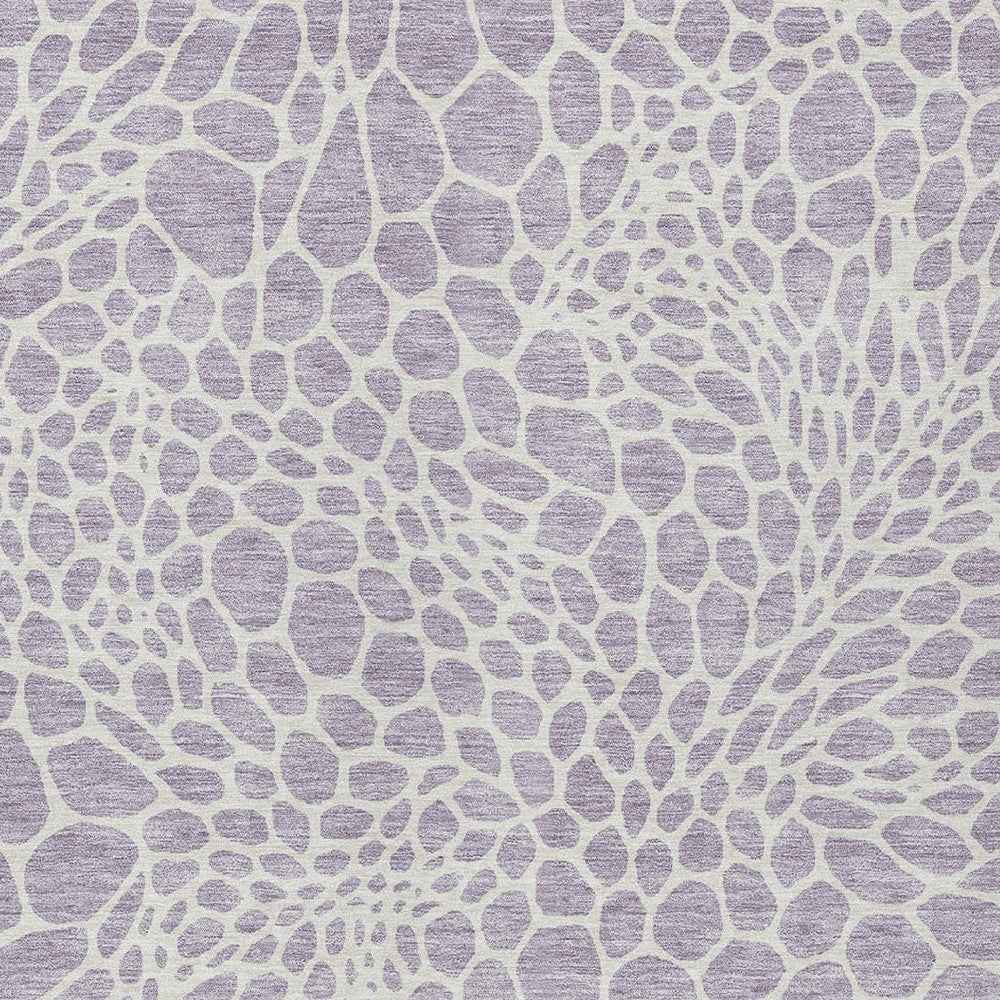 9' X 12' Lilac And Ivory Geometric Washable Indoor Outdoor Area Rug