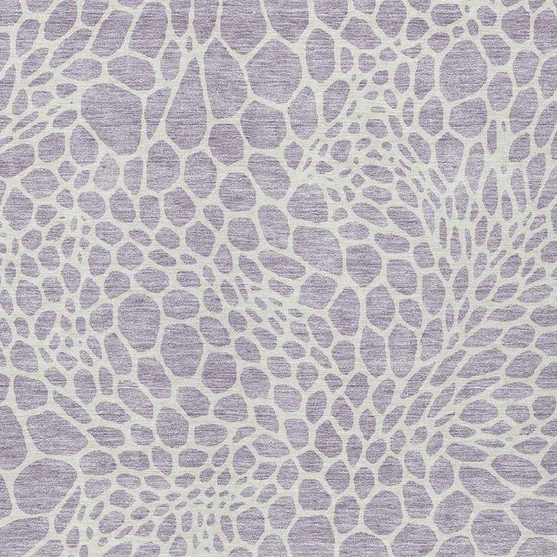 9' X 12' Lilac And Ivory Geometric Washable Indoor Outdoor Area Rug