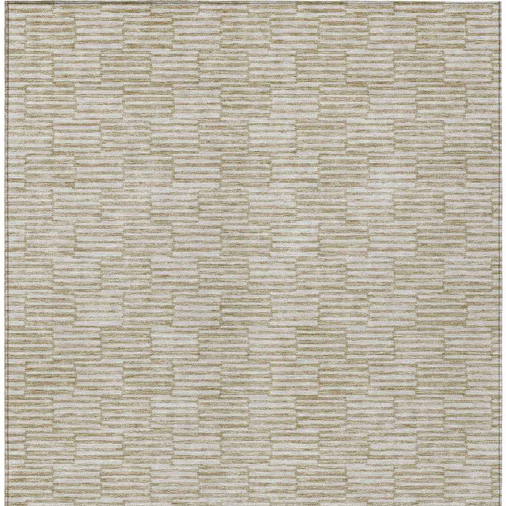 3' X 5' Beige And Ivory Geometric Washable Indoor Outdoor Area Rug