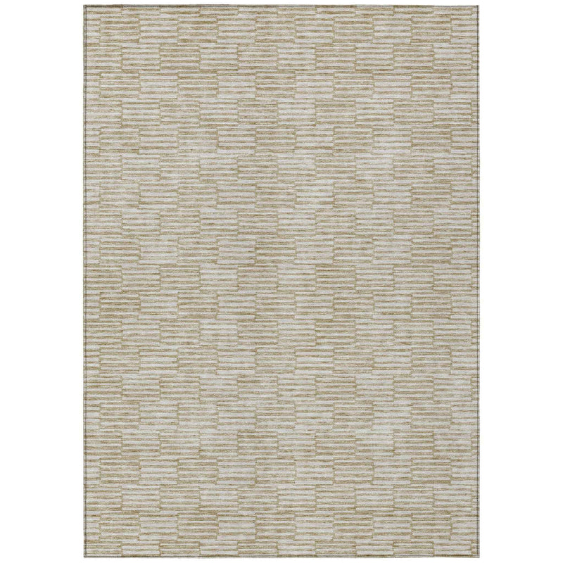 3' X 5' Beige And Ivory Geometric Washable Indoor Outdoor Area Rug