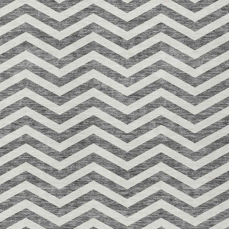 8' X 10' Gray And Ivory Chevron Washable Indoor Outdoor Area Rug