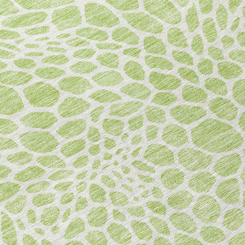 9' X 12' Artichoke Green And Ivory Geometric Washable Indoor Outdoor Area Rug