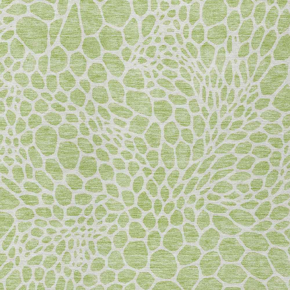 9' X 12' Artichoke Green And Ivory Geometric Washable Indoor Outdoor Area Rug