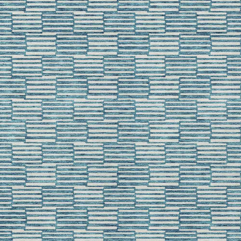8' X 10' Teal Blue And Ivory Geometric Washable Indoor Outdoor Area Rug