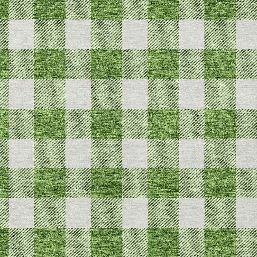 5' X 8' Green And Gray Plaid Washable Indoor Outdoor Area Rug
