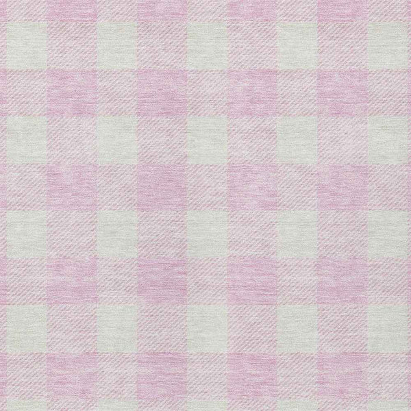 5' X 8' Pink And Gray Plaid Washable Indoor Outdoor Area Rug