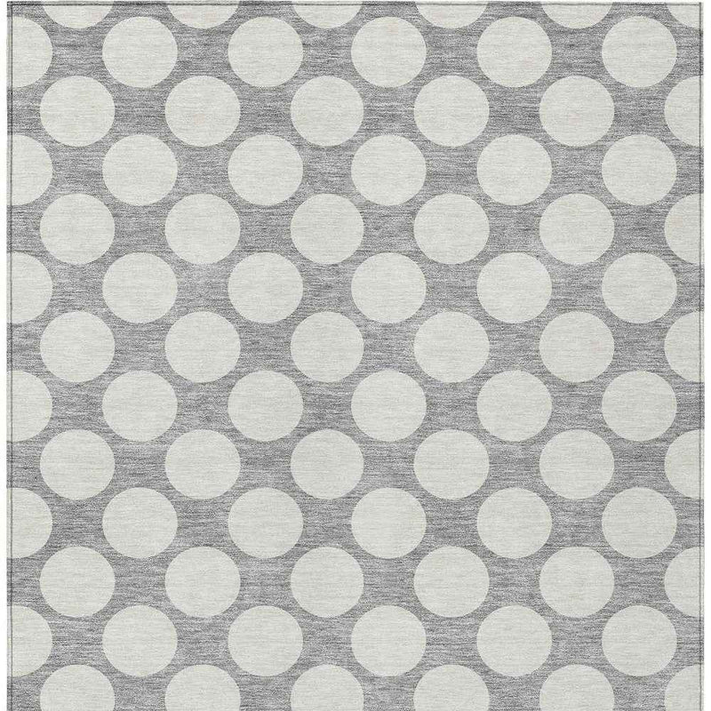 9' X 12' Gray And Silver Polka Dot Washable Indoor Outdoor Area Rug