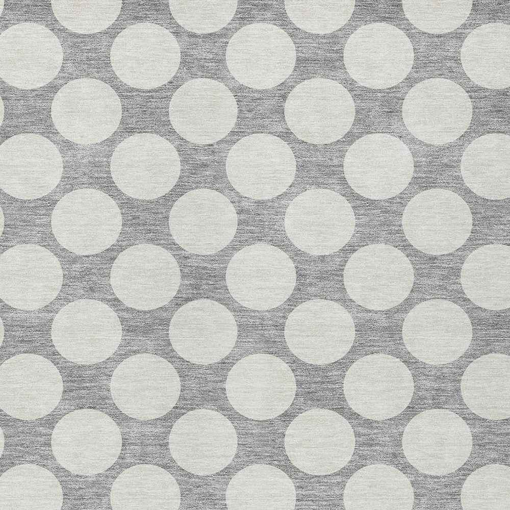 9' X 12' Gray And Silver Polka Dot Washable Indoor Outdoor Area Rug