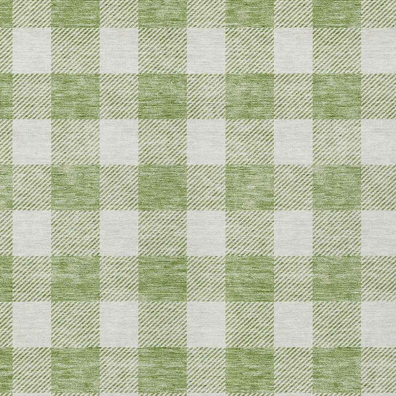 10' X 14' Artichoke Green And Gray Plaid Washable Indoor Outdoor Area Rug