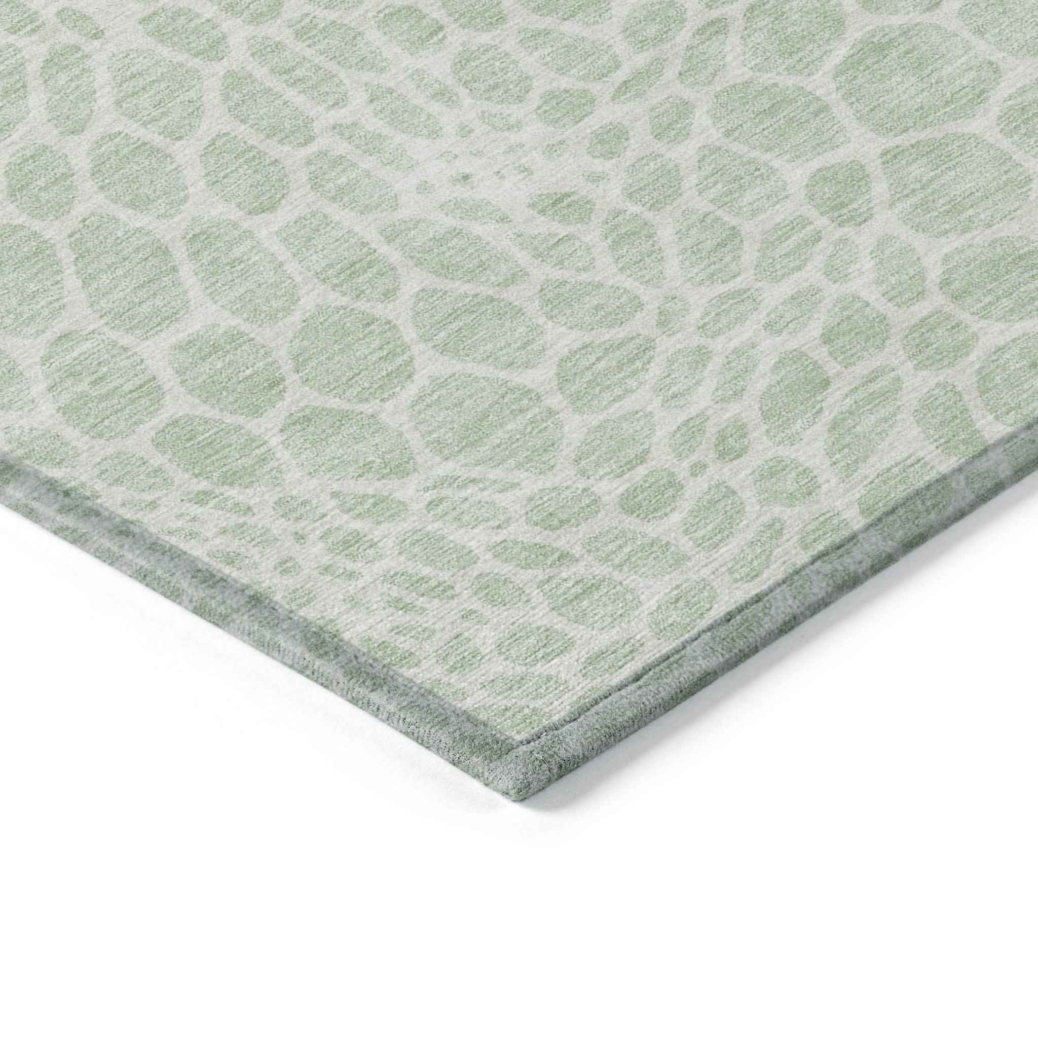 3' X 5' Mint Green And Ivory Geometric Washable Indoor Outdoor Area Rug
