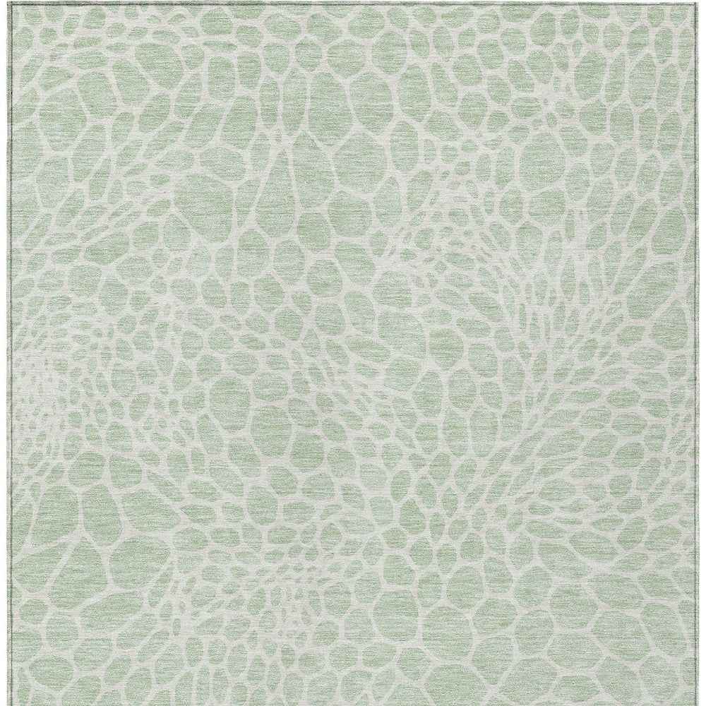 3' X 5' Mint Green And Ivory Geometric Washable Indoor Outdoor Area Rug