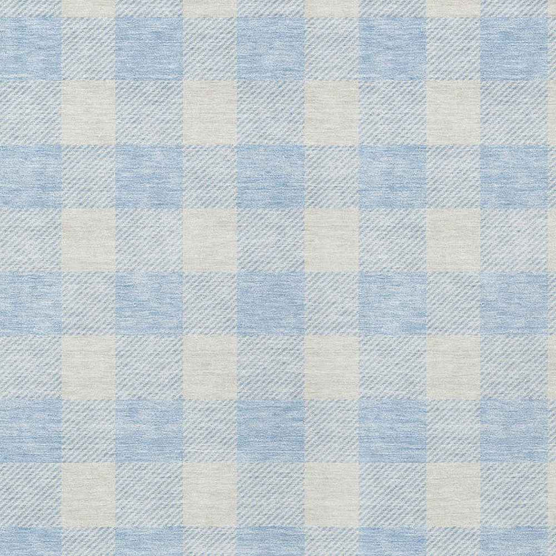 8' X 10' Sky Blue And Gray Plaid Washable Indoor Outdoor Area Rug