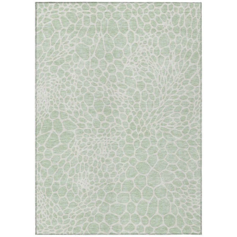 3' X 5' Mint Green And Ivory Geometric Washable Indoor Outdoor Area Rug