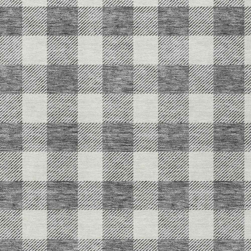 10' X 14' Gray And Charcoal Plaid Washable Indoor Outdoor Area Rug