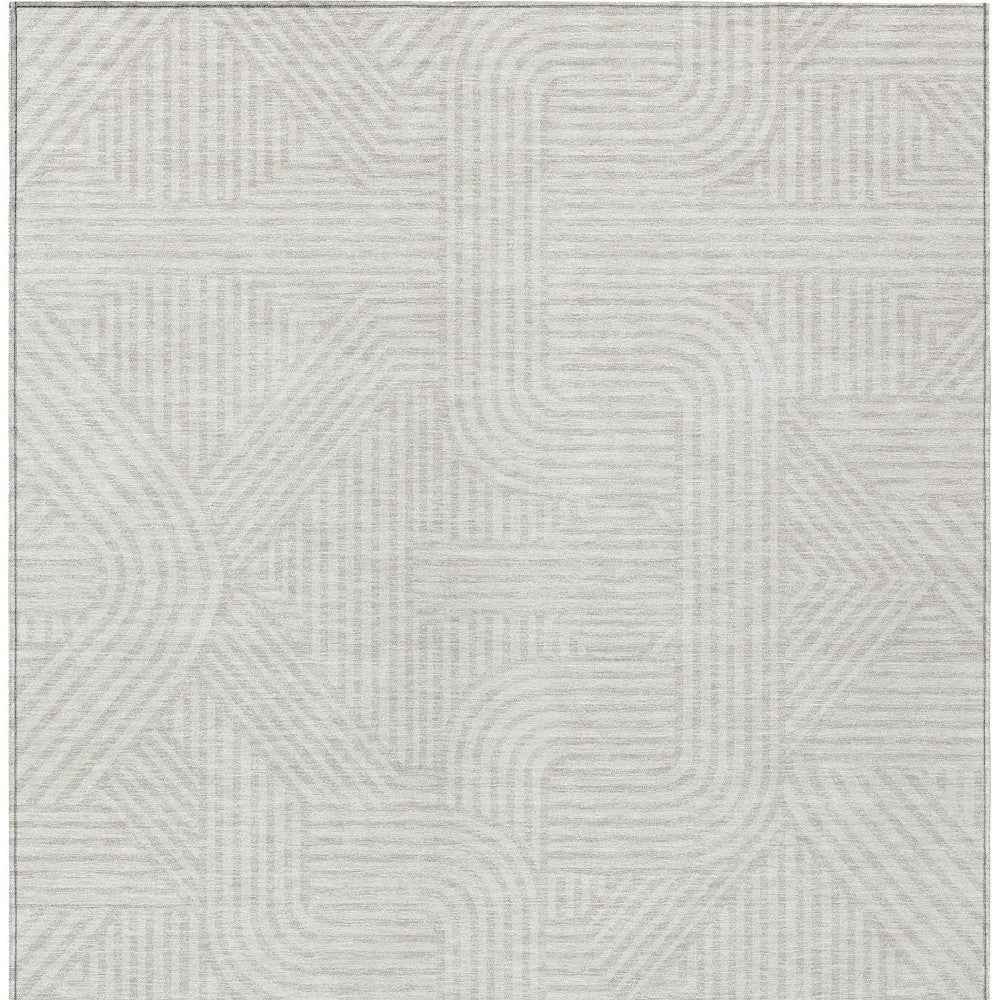 9' X 12' Ivory And Gray Abstract Washable Indoor Outdoor Area Rug