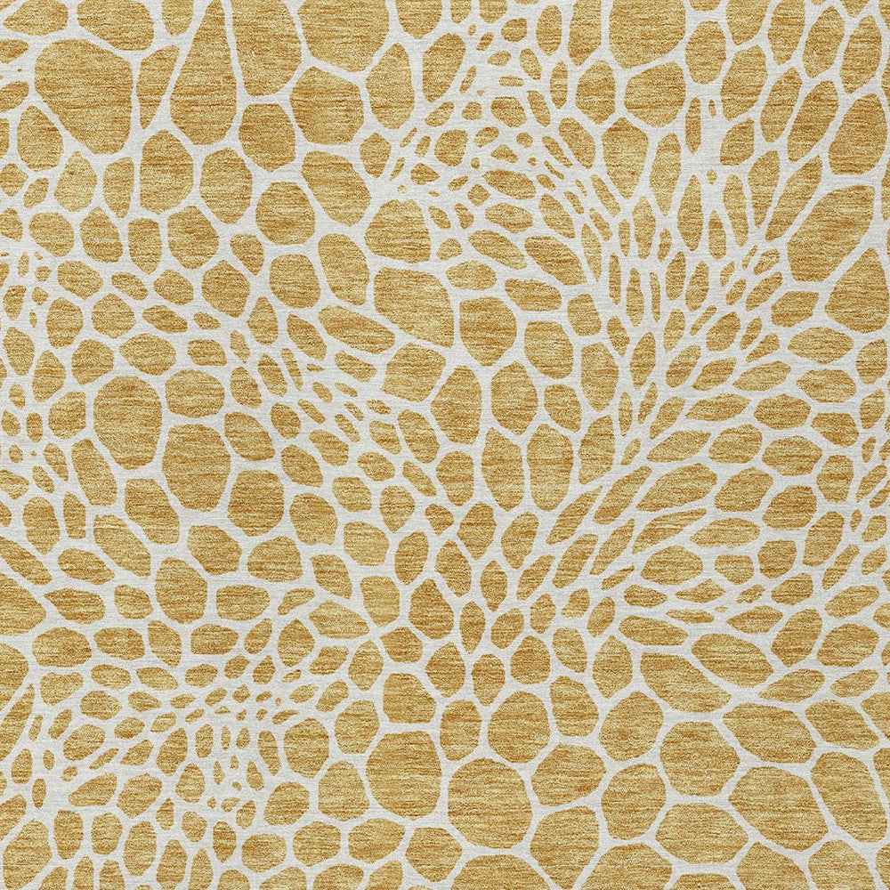 10' X 14' Gold And Ivory Geometric Washable Indoor Outdoor Area Rug