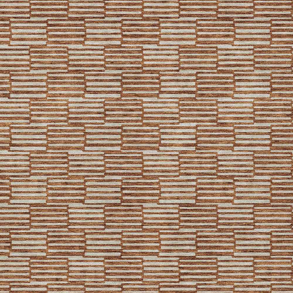 8' X 10' Copper And Beige Geometric Washable Indoor Outdoor Area Rug