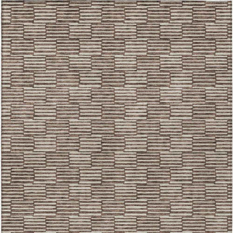 10' X 14' Brown And Beige Geometric Washable Indoor Outdoor Area Rug